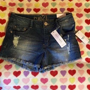 Rue21 Distressed Jean Shortie Shorts